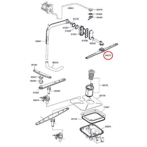 694570055 Kleenmaid, Omega, Smeg Dishwasher Upper Spray Arm - 694570111 Smeg Parts Australia