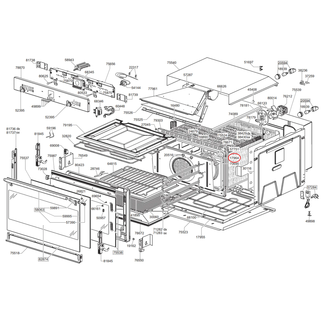 754131959 Smeg, Whirlpool 700Mm Oven Door Seal 580Mm x 320Mm - SE264, 481246818111, 754130475 - Smeg Parts Australia