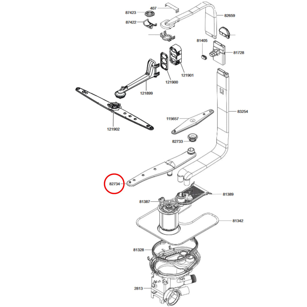 764570114 Smeg Dishwasher Lower Spray Arm Genuine Smeg Parts Australia