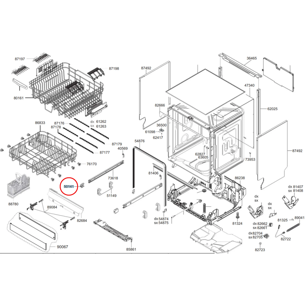 Smeg Dishwasher Upper Basket Guide End Cap - 768610309, 768610393 - Smeg Parts Australia