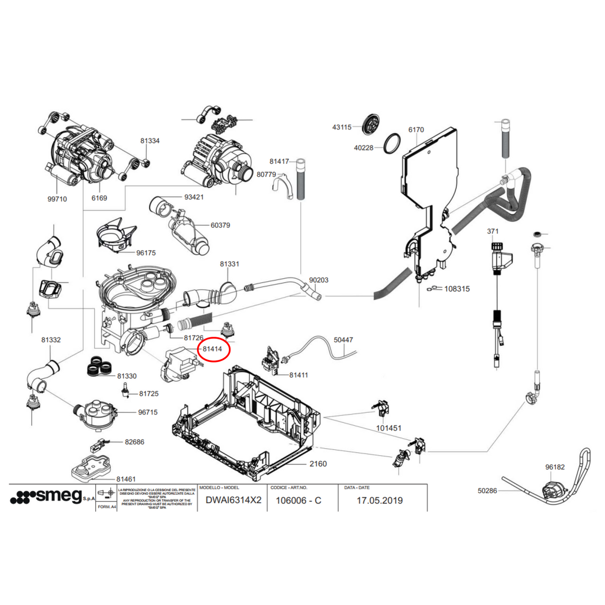 792970244 Smeg Washing Machine Drain Pump - UNI090 - 792970307 Smeg Parts Australia
