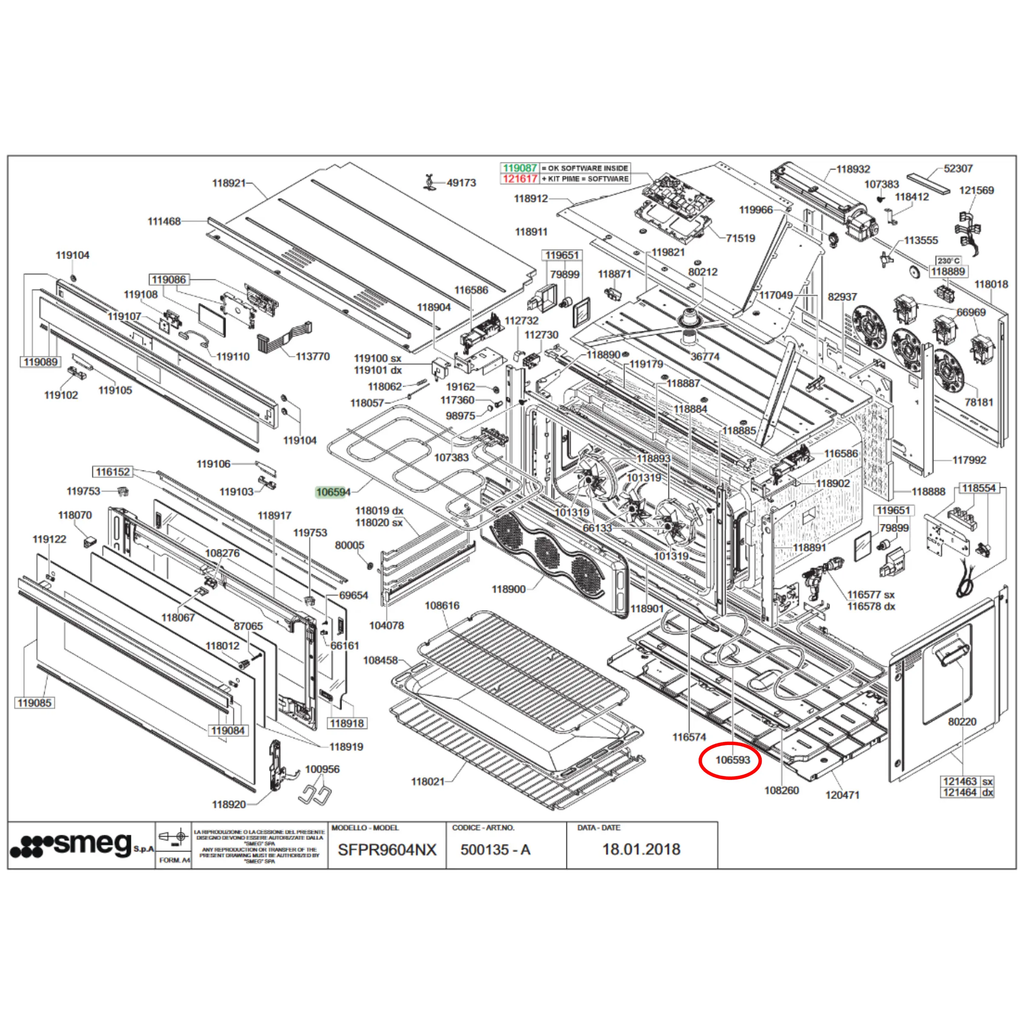 806890867 Smeg Oven Bottom Heating Element Smeg Parts Australia