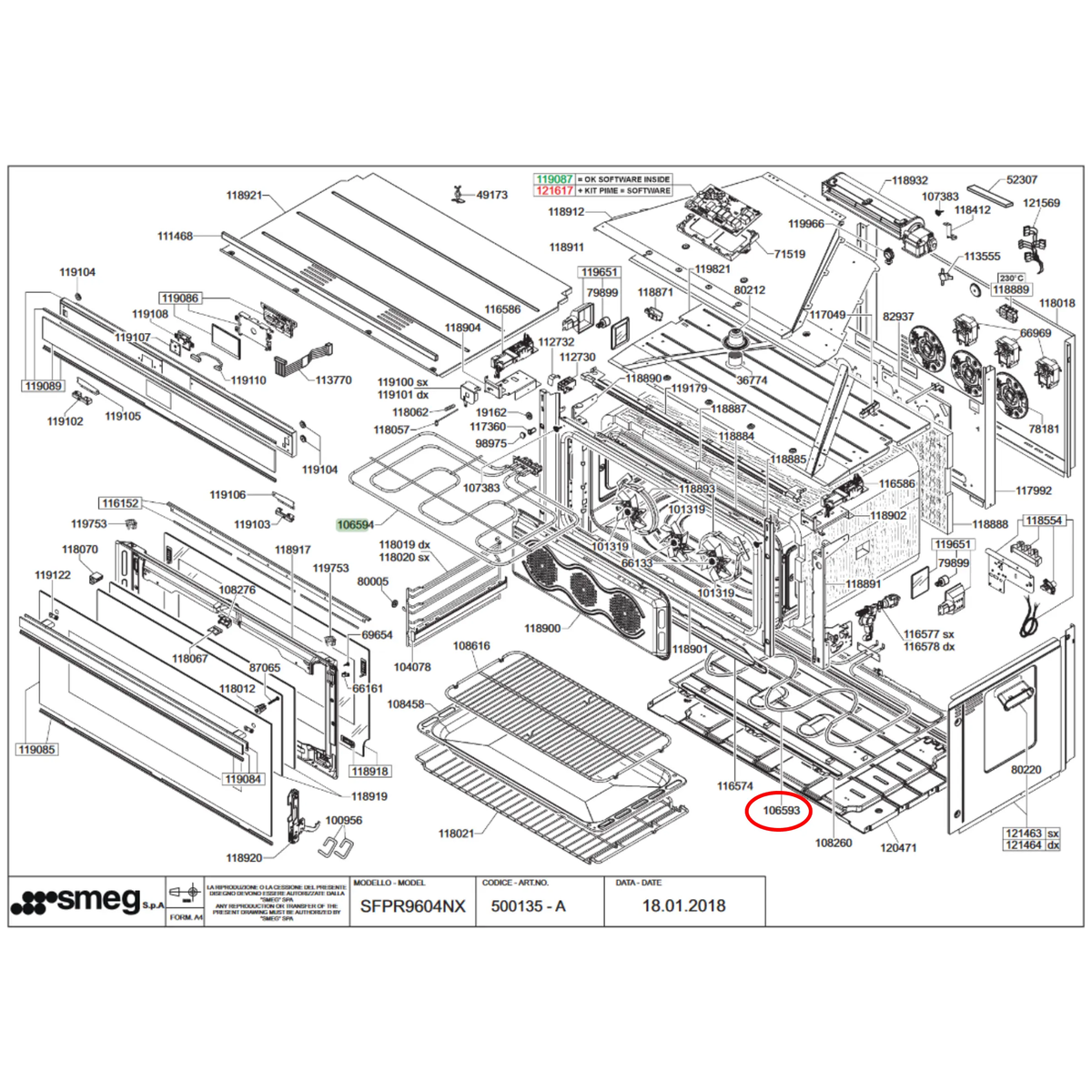 806890867 Smeg Oven Bottom Heating Element Smeg Parts Australia